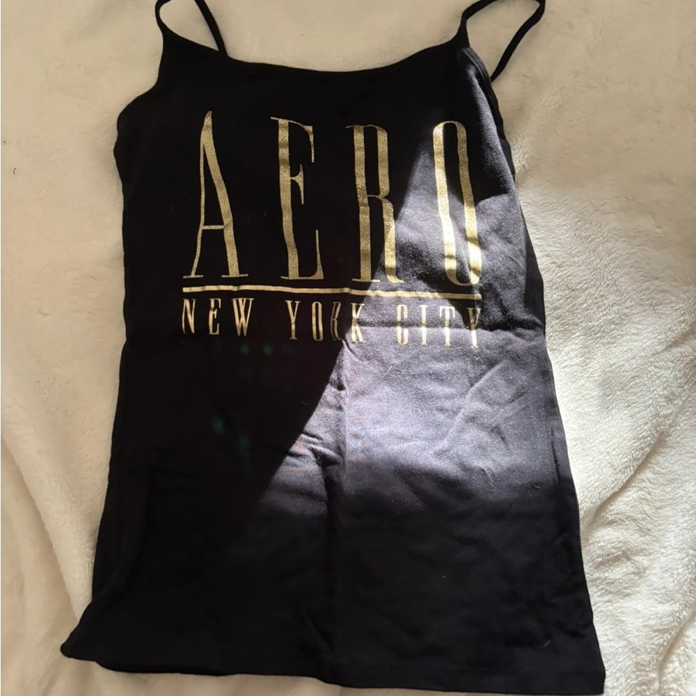 Aeropostale Black Camisole with Gold Print